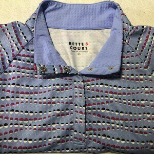 Bette & Court Womens Abstract Print 1/4 Snap Golf Tennis Top Shirt Size Xsmall